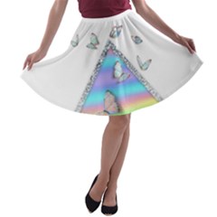 Minimal Holographic Butterflies A-line Skater Skirt