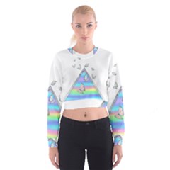 Minimal Holographic Butterflies Cropped Sweatshirt
