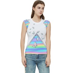 Minimal Holographic Butterflies Women s Raglan Cap Sleeve Tee