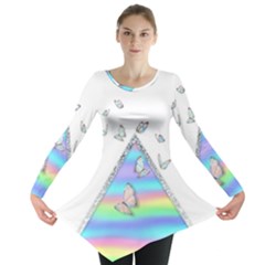 Minimal Holographic Butterflies Long Sleeve Tunic 