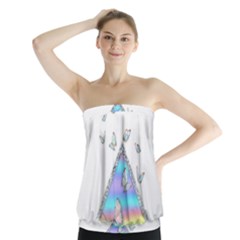 Minimal Holographic Butterflies Strapless Top