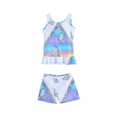 Minimal Holographic Butterflies Kids  Boyleg Swimsuit by gloriasanchez