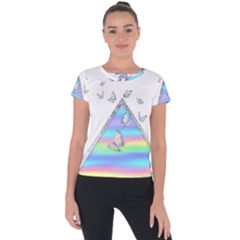 Minimal Holographic Butterflies Short Sleeve Sports Top 