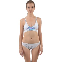 Minimal Holographic Butterflies Wrap Around Bikini Set