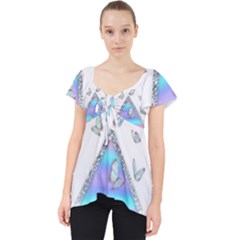 Minimal Holographic Butterflies Lace Front Dolly Top