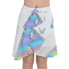 Minimal Holographic Butterflies Chiffon Wrap Front Skirt
