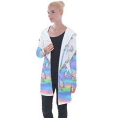 Minimal Holographic Butterflies Longline Hooded Cardigan