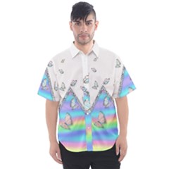 Minimal Holographic Butterflies Men s Short Sleeve Shirt