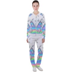 Minimal Holographic Butterflies Casual Jacket and Pants Set