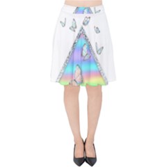 Minimal Holographic Butterflies Velvet High Waist Skirt