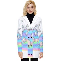Minimal Holographic Butterflies Button Up Hooded Coat 