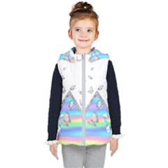 Minimal Holographic Butterflies Kids  Hooded Puffer Vest