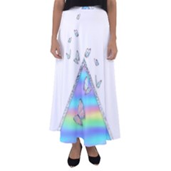 Minimal Holographic Butterflies Flared Maxi Skirt