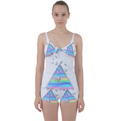 Minimal Holographic Butterflies Tie Front Two Piece Tankini