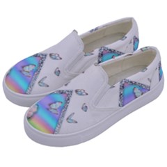 Minimal Holographic Butterflies Kids  Canvas Slip Ons