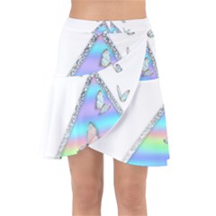 Minimal Holographic Butterflies Wrap Front Skirt