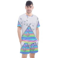 Minimal Holographic Butterflies Men s Mesh Tee and Shorts Set