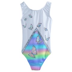 Minimal Holographic Butterflies Kids  Cut-out Back One Piece Swimsuit