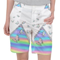 Minimal Holographic Butterflies Pocket Shorts