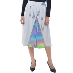 Minimal Holographic Butterflies Classic Velour Midi Skirt 