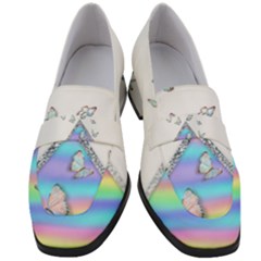 Minimal Holographic Butterflies Women s Chunky Heel Loafers