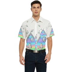 Minimal Holographic Butterflies Men s Short Sleeve Pocket Shirt 