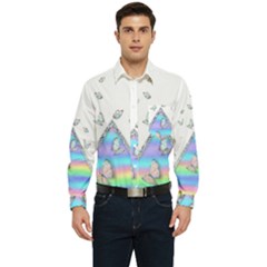 Minimal Holographic Butterflies Men s Long Sleeve Pocket Shirt 