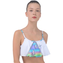 Minimal Holographic Butterflies Frill Bikini Top