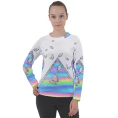 Minimal Holographic Butterflies Women s Long Sleeve Raglan Tee