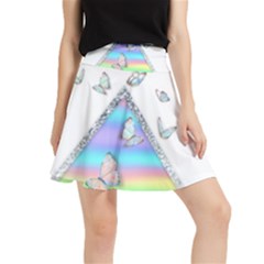 Minimal Holographic Butterflies Waistband Skirt