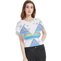 Minimal Holographic Butterflies Butterfly Chiffon Blouse