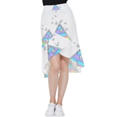 Minimal Holographic Butterflies Frill Hi Low Chiffon Skirt