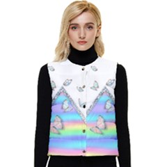 Minimal Holographic Butterflies Women s Button Up Puffer Vest