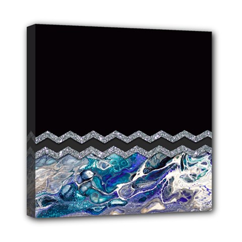 Blue Ocean Minimal Liquid Painting Mini Canvas 8  X 8  (stretched) by gloriasanchez