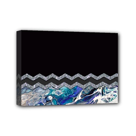 Blue Ocean Minimal Liquid Painting Mini Canvas 7  X 5  (stretched) by gloriasanchez