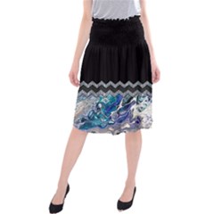 Blue Ocean Minimal Liquid Painting Midi Beach Skirt by gloriasanchez