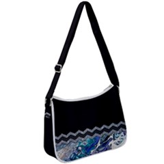 Blue Ocean Minimal Liquid Painting Zip Up Shoulder Bag by gloriasanchez