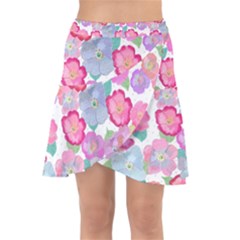 Bright, Joyful Flowers Wrap Front Skirt by SychEva