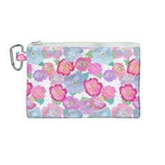 Bright, Joyful Flowers Canvas Cosmetic Bag (medium) by SychEva