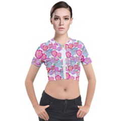 Bright, Joyful Flowers Short Sleeve Cropped Jacket by SychEva