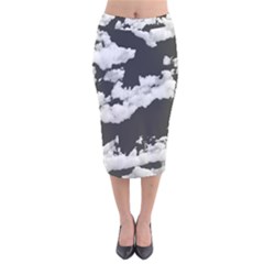 Cumulus Abstract Design Velvet Midi Pencil Skirt