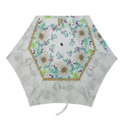 Minimal Gold Floral Marble Mini Folding Umbrellas by gloriasanchez