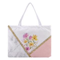 Minimal Peach Gold Floral Marble A Medium Tote Bag