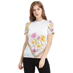 Minimal Peach Gold Floral Marble A Women s Short Sleeve Rash Guard