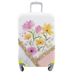 Minimal Peach Gold Floral Marble A Luggage Cover (Medium)