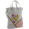 Minimal Peach Gold Floral Marble A Canvas Messenger Bag View2