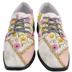 Minimal Peach Gold Floral Marble A Women Heeled Oxford Shoes