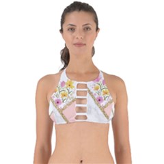 Minimal Peach Gold Floral Marble A Perfectly Cut Out Bikini Top