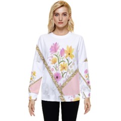 Minimal Peach Gold Floral Marble A Two Sleeve Tee with Pocket