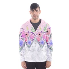 Minimal Pink Floral Marble A Men s Hooded Windbreaker